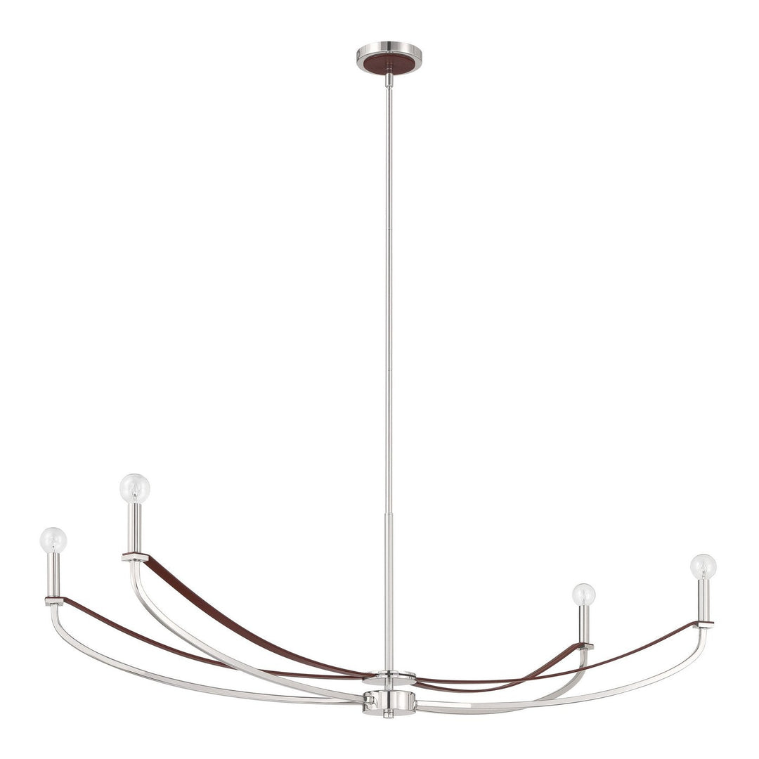 Sussex Four Light Linear Chandelier in Polished Nickel, Dark Brown Thesis Canada