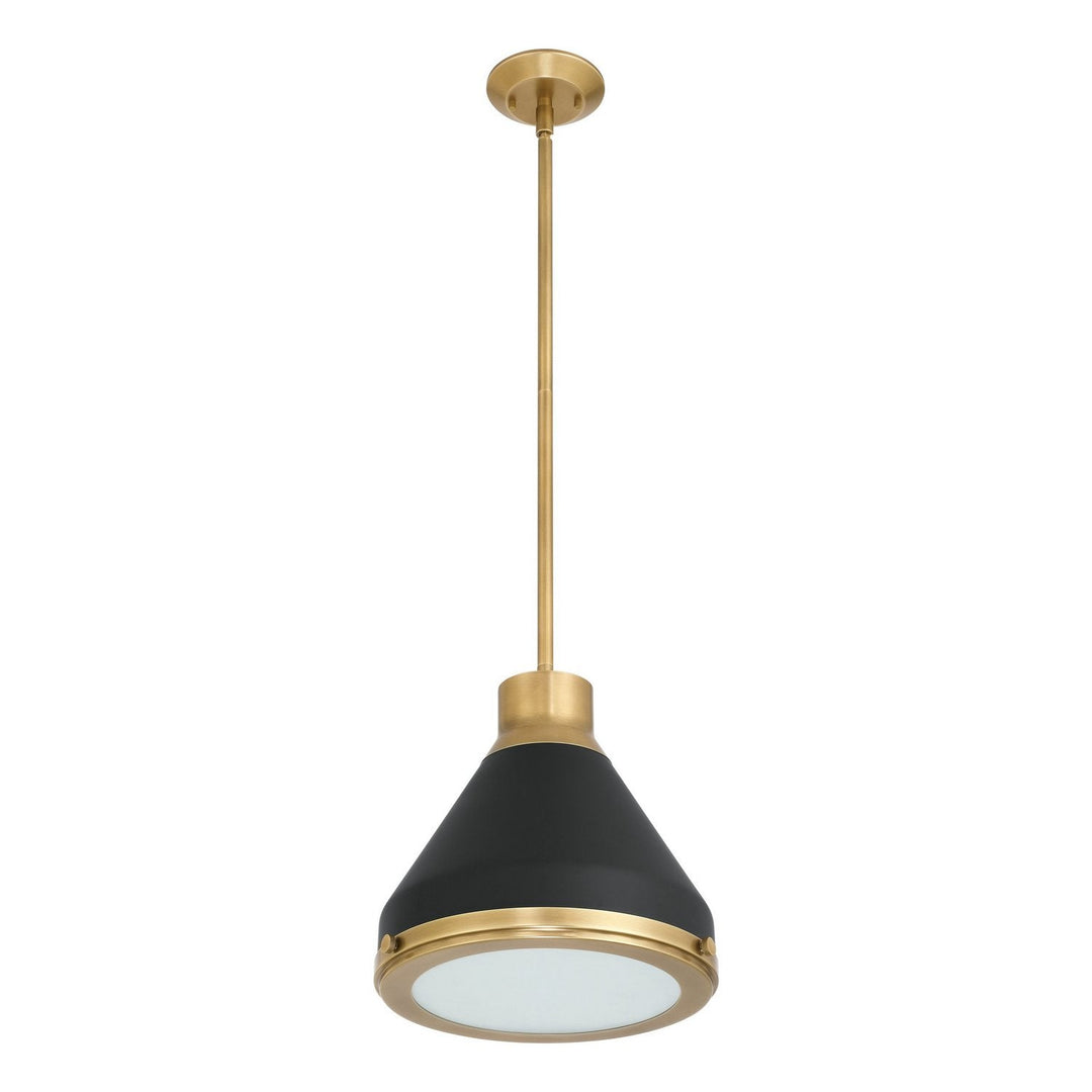 Doyle One Light Pendant in Natural Brass, Matte Black Thesis Canada