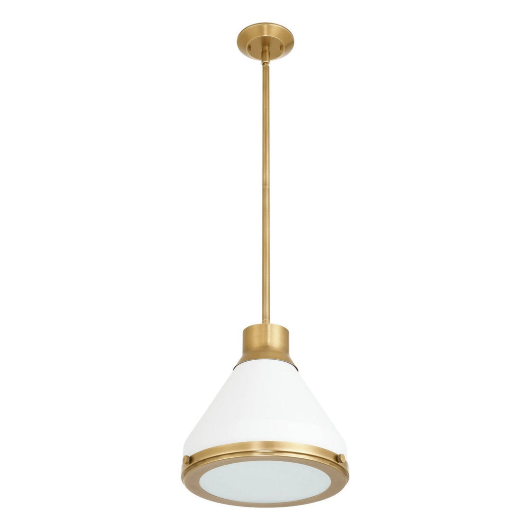 Doyle One Light Pendant in Natural Brass, Matte White Thesis Canada