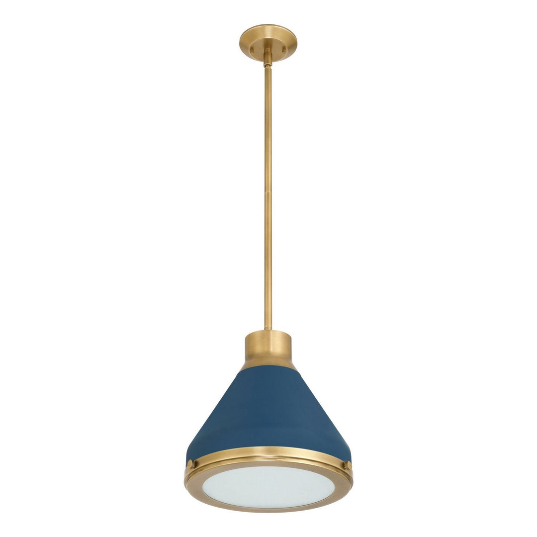 Doyle One Light Pendant in Natural Brass, Matte Blue Thesis Canada