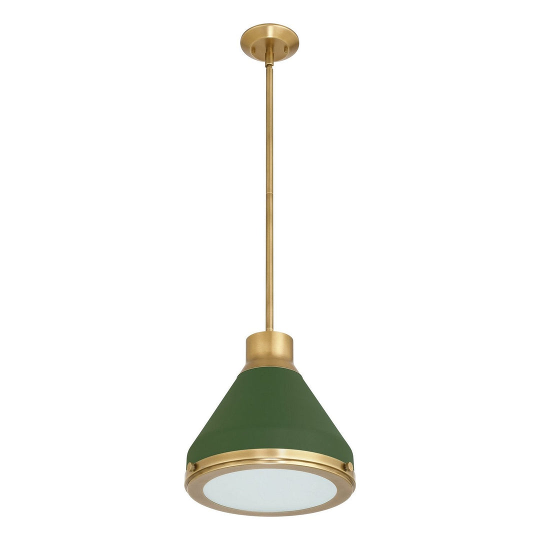 Doyle One Light Pendant in Natural Brass, Matte Green Thesis Canada