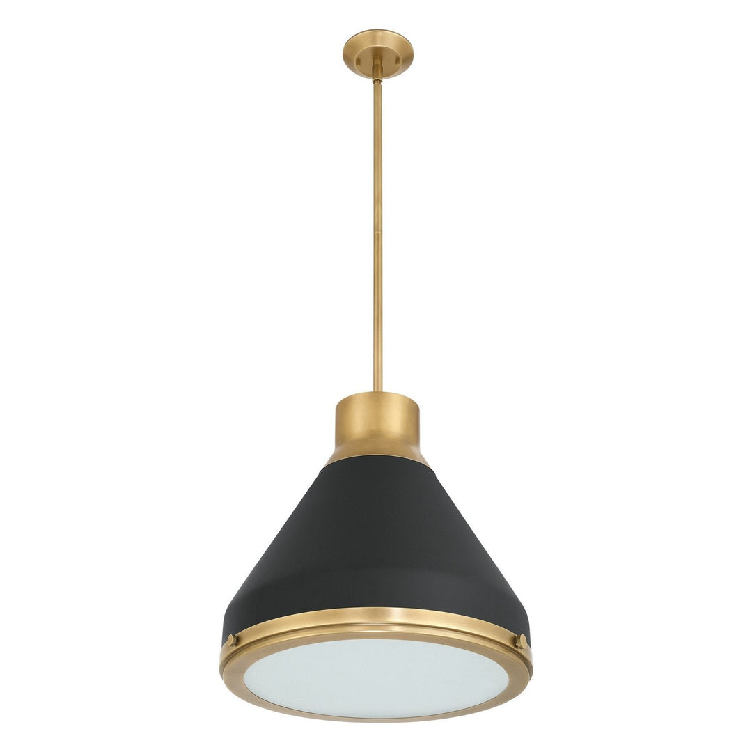 Doyle One Light Pendant in Natural Brass, Matte Black Thesis Canada