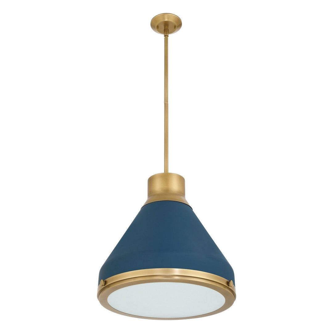 Doyle One Light Pendant in Natural Brass, Matte Blue Thesis Canada