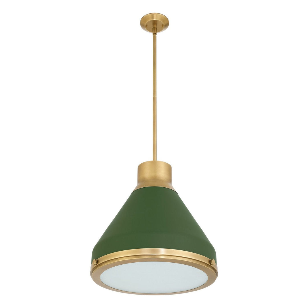 Doyle One Light Pendant in Natural Brass, Matte Green Thesis Canada