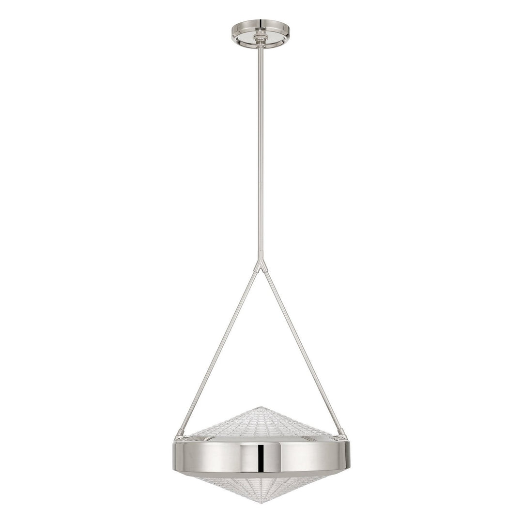 Agate Three Light Pendant in Polished Nickel, Clear Holophane Thesis Canada