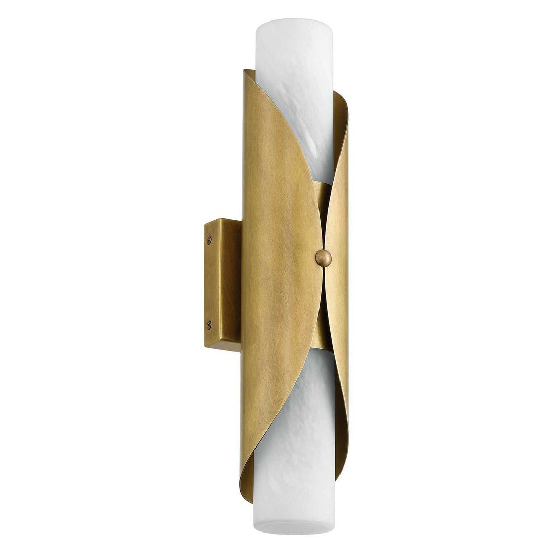 Crescendo Two Light Wall Sconce in Natural Brass, Alabaster Thesis Canada