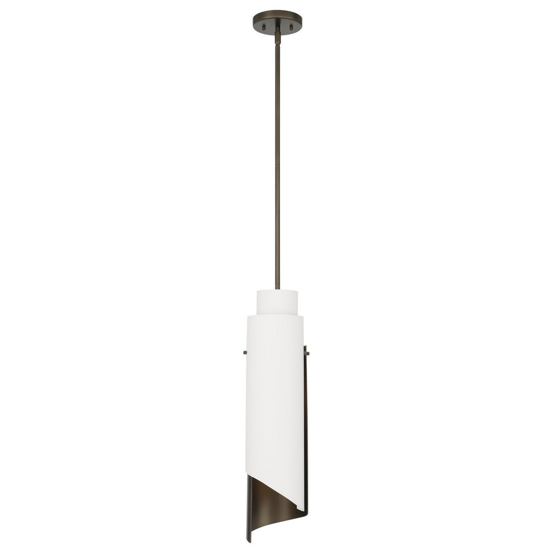 Enzio One Light Pendant in Forged Bronze, Matte White Thesis Canada