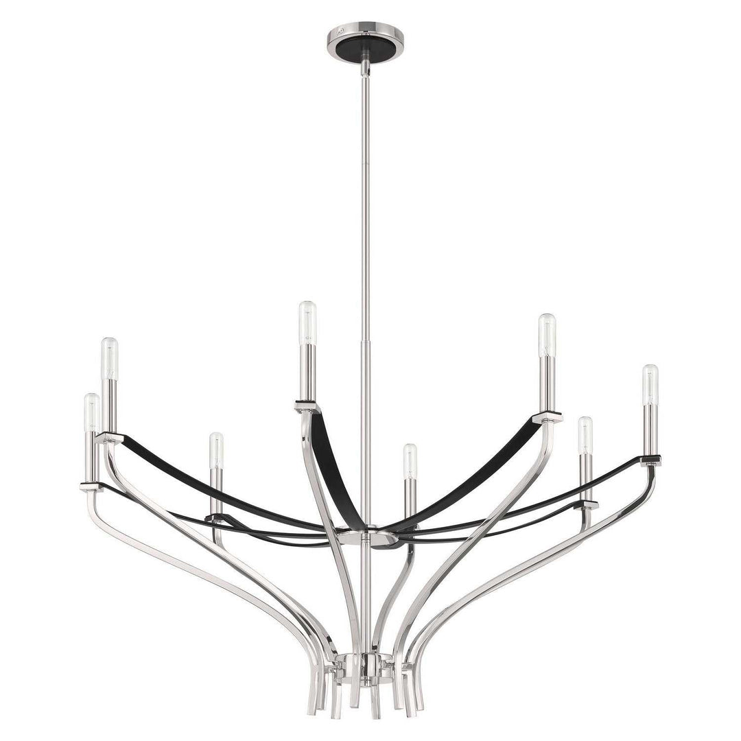 Sussex Eight Light Chandelier in Polished Nickel, Black Thesis Canada