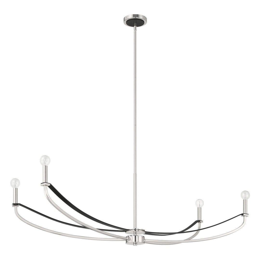 Sussex Four Light Linear Chandelier in Polished Nickel, Black Thesis Canada