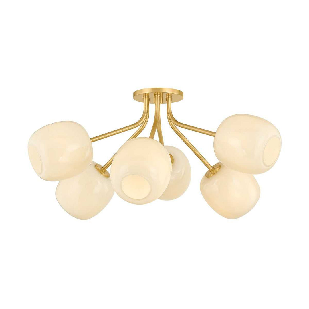 Mitzi Canada - H1092606-AGB - Six Light Semi Flush Mount - Lisette - Aged Brass