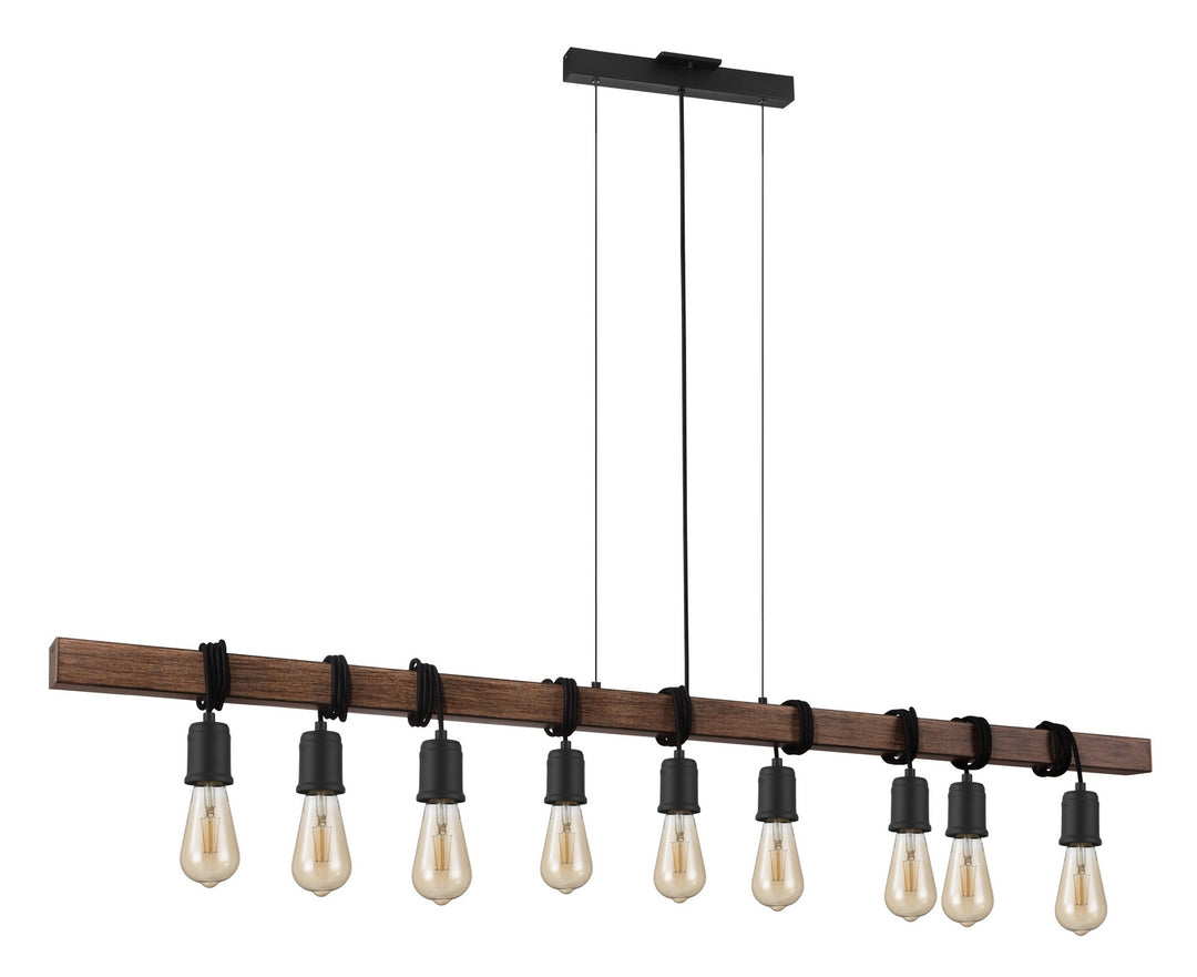 Eglo Canada - 204242A - Nine Light Pendant - Violon - Black & Dark Brown Wood