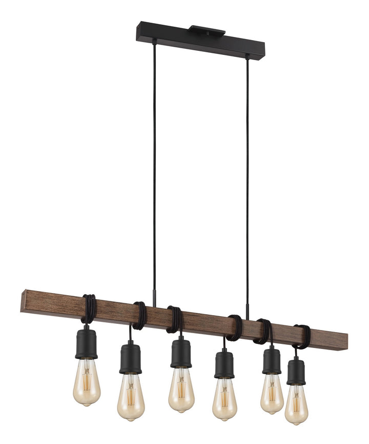 Eglo Canada - 204243A - Six Light Pendant - Violon - Black, Dark Brown