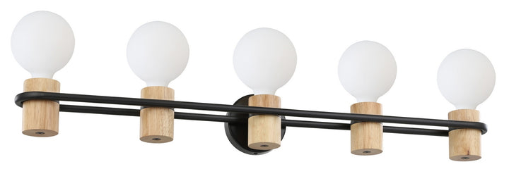 Eglo Canada - 205369A - Five Light Bath/Vanity - Chieveley - Matte Black & Wood