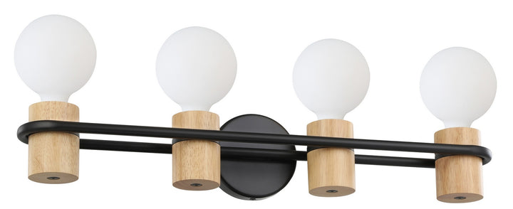 Eglo Canada - 205371A - Four Light Bath/Vanity - Chieveley - Matte Black & Wood