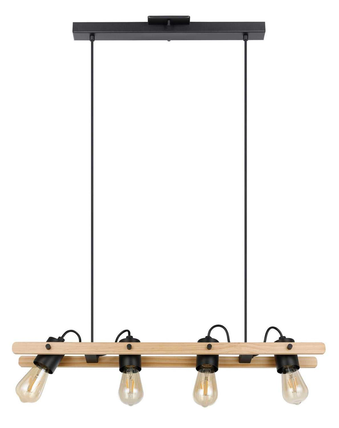 Plimsoll Four Light Pendant in Black & Wood Eglo Canada
