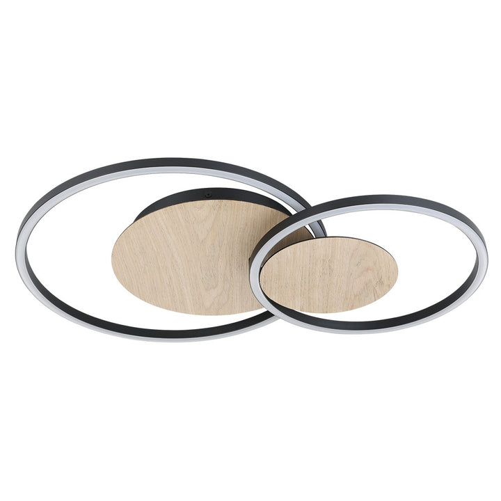 Eglo Canada - 205747A - LED Ceiling Mount - Palma - Structured Black, Veneer Oak