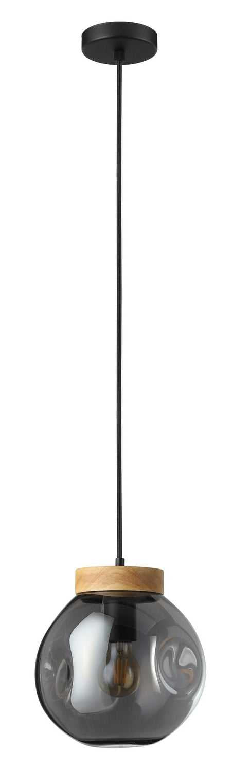 Magacela One Light Pendant in Black & Light Wood Eglo Canada