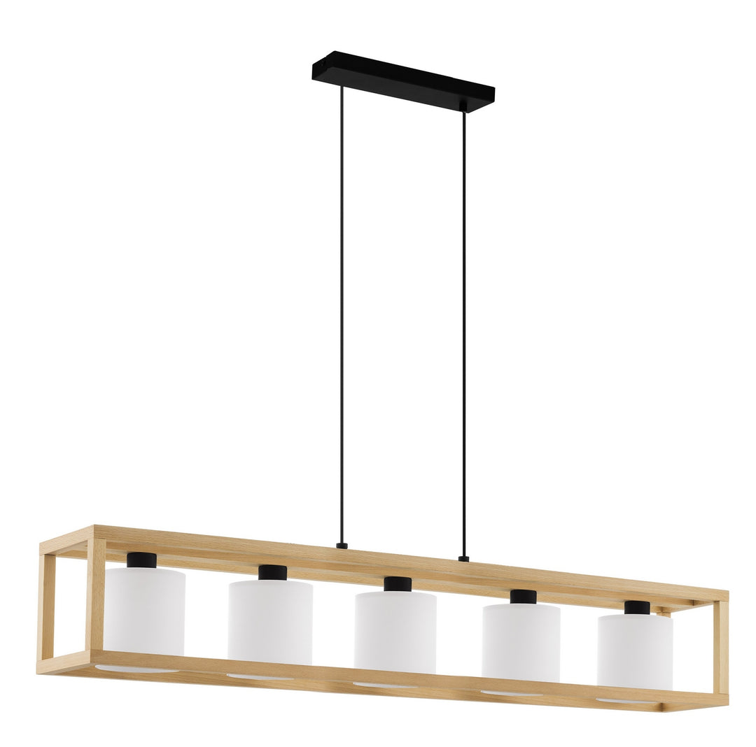 Eglo Canada - 390102A - Five Light Pendant - Granados - Black, Beech Wood