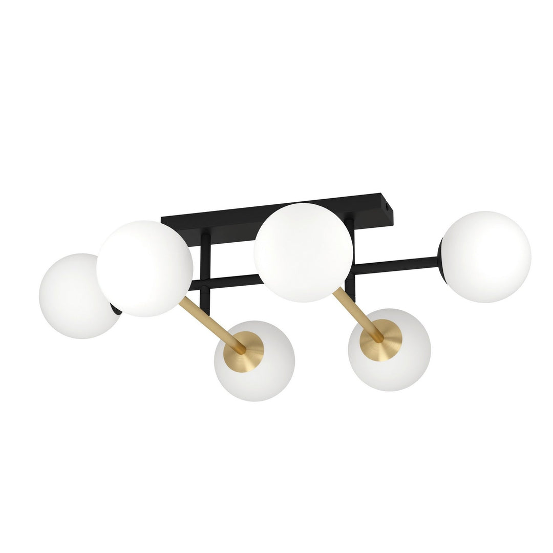Paz Six Light Ceiling Mount in Black / Brushed Gold Eglo Canada