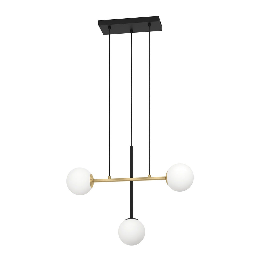 Paz Three Light Linear Pendant in Black / Brushed Gold Eglo Canada