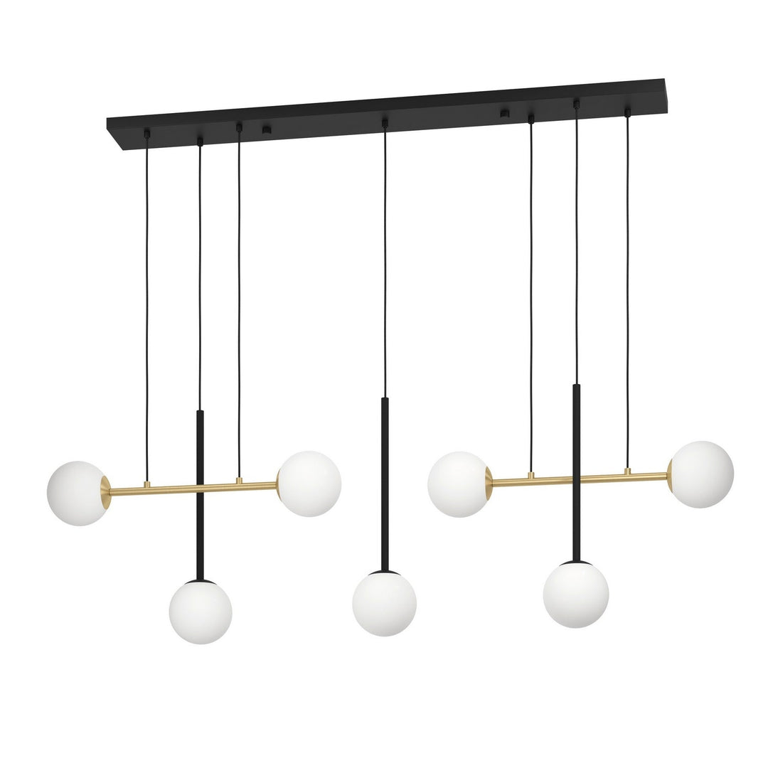Paz Seven Light Linear Pendant in Black / Brushed Gold Eglo Canada
