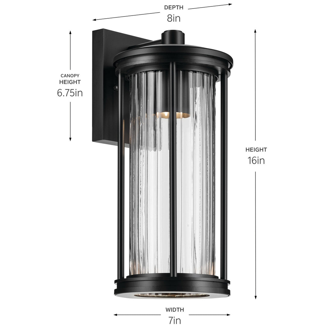 Kichler Canada - 59023BKDS - One Light Outdoor Wall Mount - Barras - Black