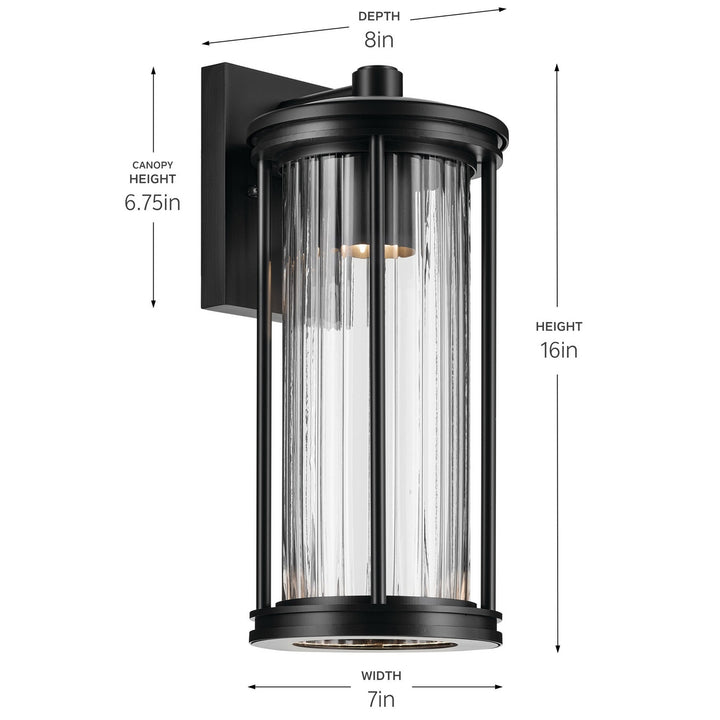 Kichler Canada - 59023BKDS - One Light Outdoor Wall Mount - Barras - Black