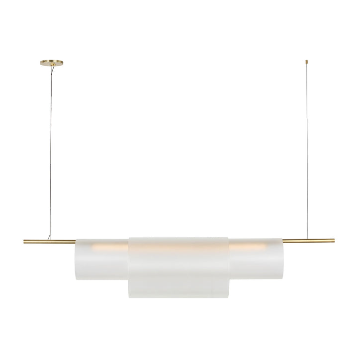 Trace LED Linear Chandelier in Hand-Rubbed Antique Brass Visual Comfort Modern