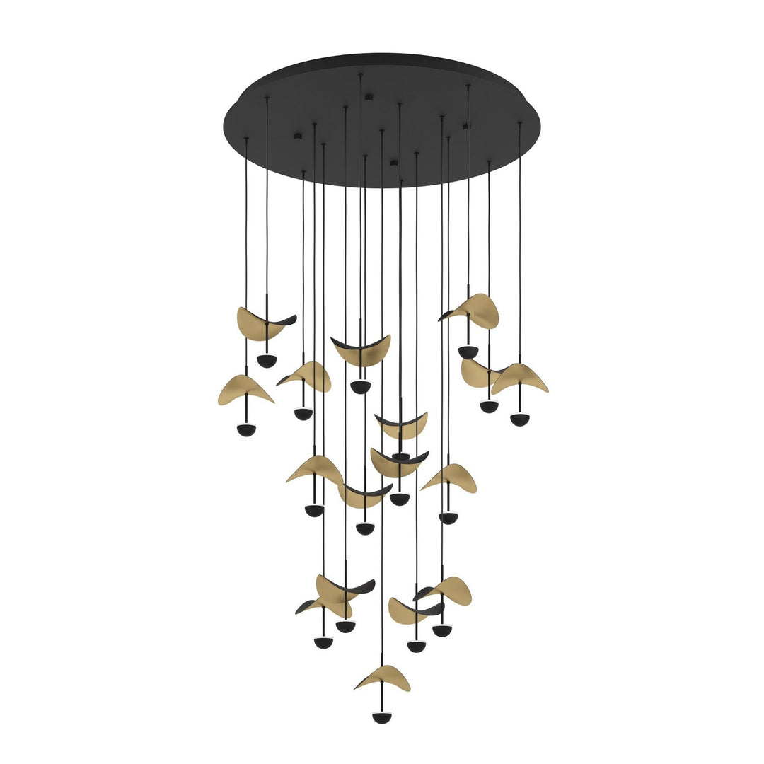 Dracera LED Pendant in Black, Gold Leaf Eglo Canada