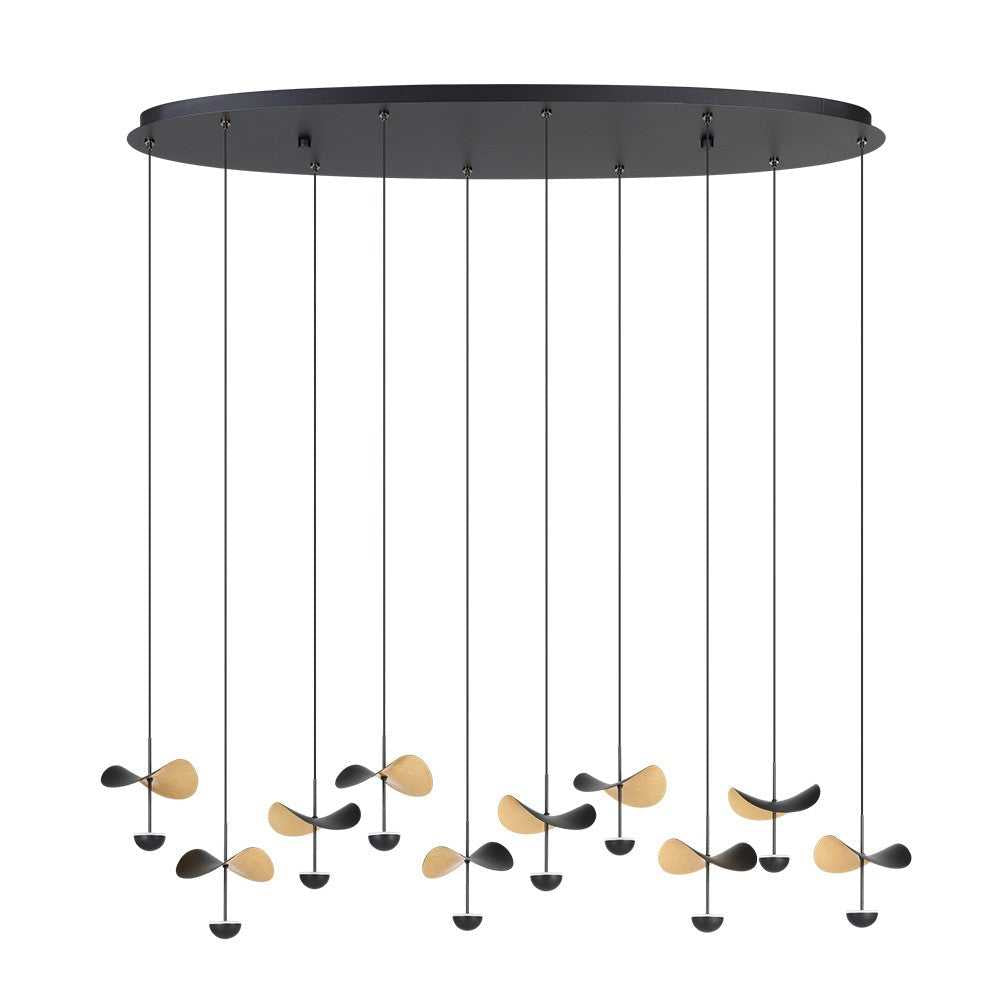 Dracera LED Linear Pendant in Black, Gold Leaf Eglo Canada