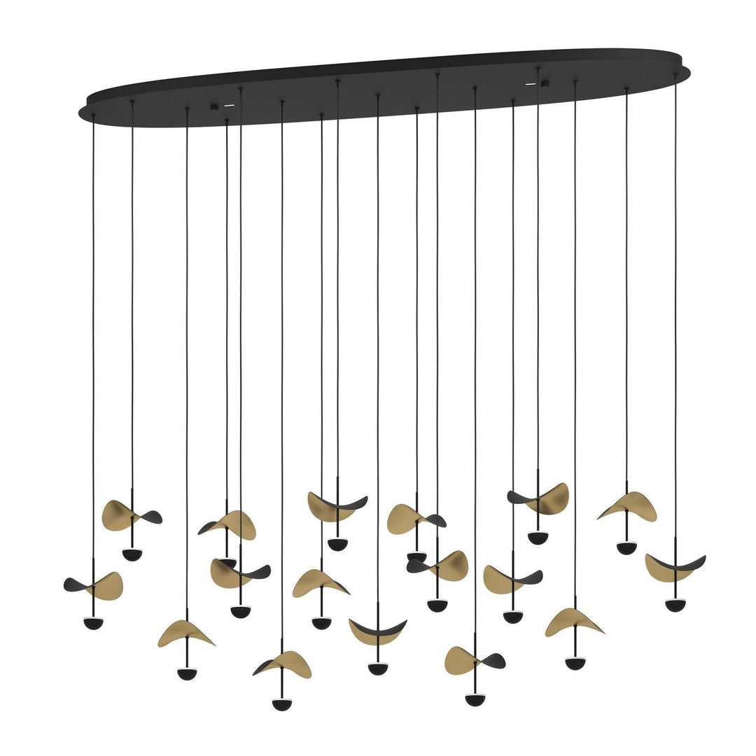 Dracera LED Linear Pendant in Black, Gold Leaf Eglo Canada