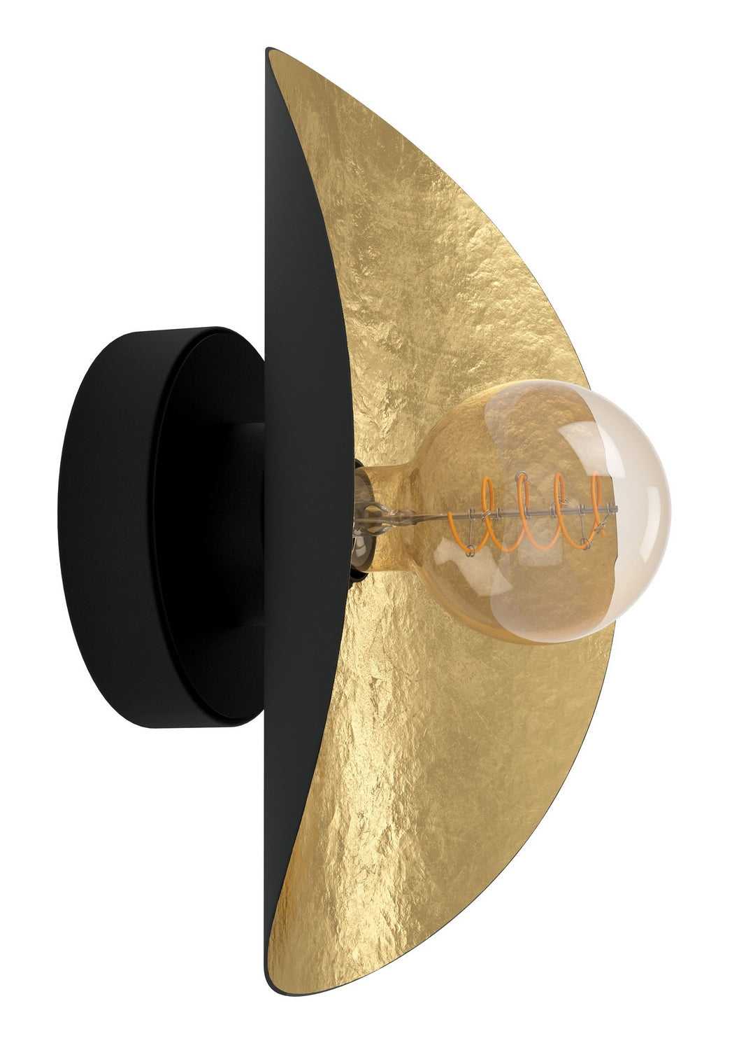 Saceda One Light Wall Sconce in Black, Gold Leaf Eglo Canada