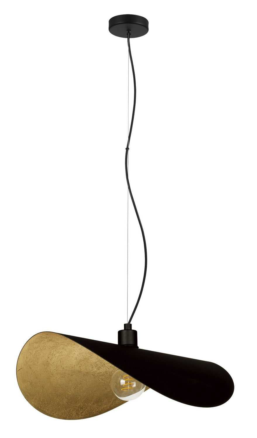 Saceda One Light Pendant in Black, Gold Leaf Eglo Canada
