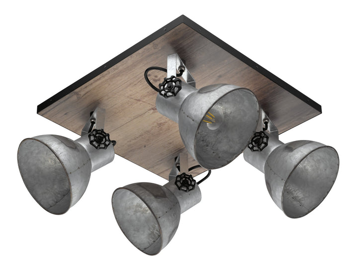 Eglo Canada - 49653A - Four Light Ceiling Mount - Barnstaple - Black & Bleached Wood