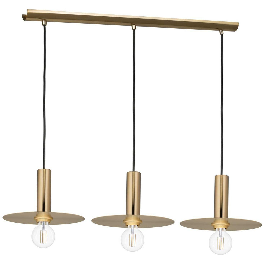 Escandell Three Light Linear Pendant in Brushed Gold Eglo Canada