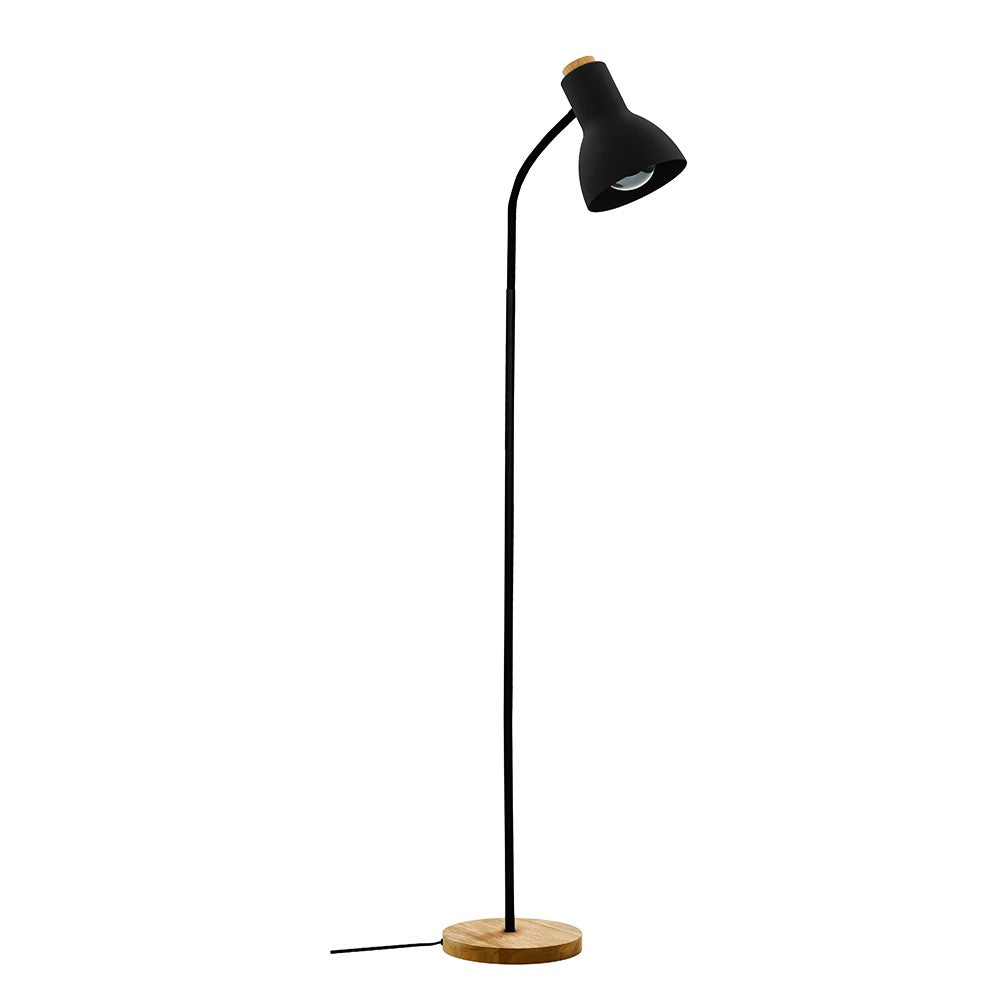 Verdal One Light Floor Lamp in Black, Wood Eglo Canada