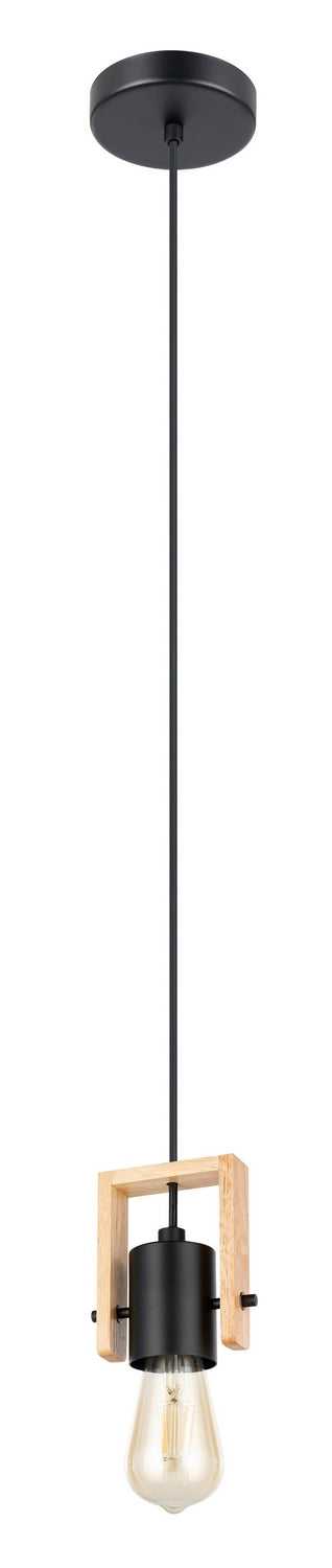 Plimsoll One Light Pendant in Black & Wood Eglo Canada