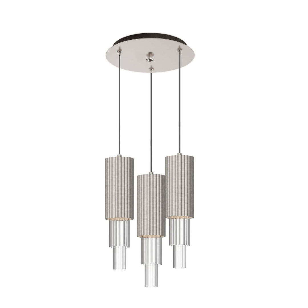 Alora Canada - MP502204BNCR-03 - LED Pendant - Bordeaux - Brushed Nickel/Clear Ribbed Glass