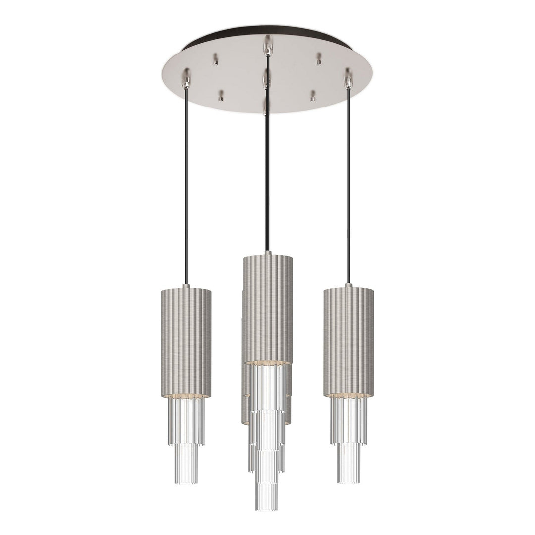 Alora Canada - MP502204BNCR-05 - LED Pendant - Bordeaux - Brushed Nickel/Clear Ribbed Glass