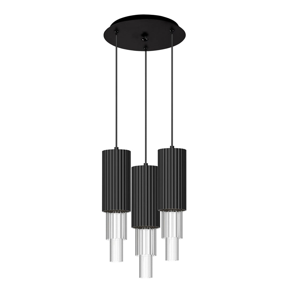 Alora Canada - MP502204MBCR-03 - LED Pendant - Bordeaux - Matte Black/Clear Ribbed Glass