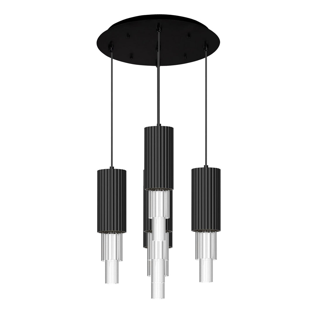 Alora Canada - MP502204MBCR-05 - LED Pendant - Bordeaux - Matte Black/Clear Ribbed Glass
