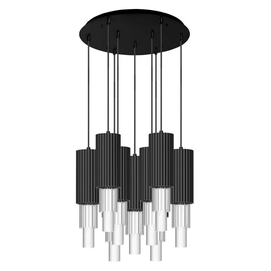 Alora Canada - MP502204MBCR-09 - LED Pendant - Bordeaux - Matte Black/Clear Ribbed Glass