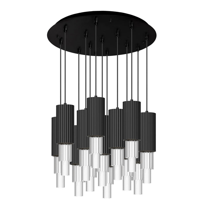 Alora Canada - MP502204MBCR-13 - LED Pendant - Bordeaux - Matte Black/Clear Ribbed Glass