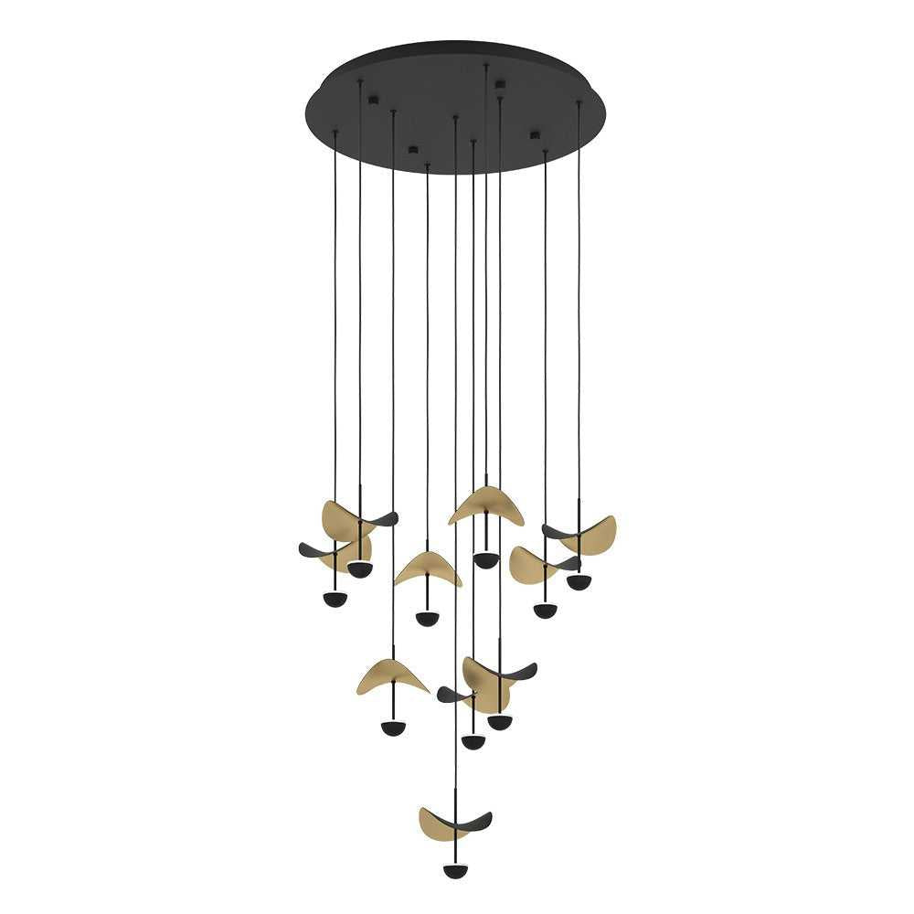 Dracera LED Pendant in Black, Gold Leaf Eglo Canada