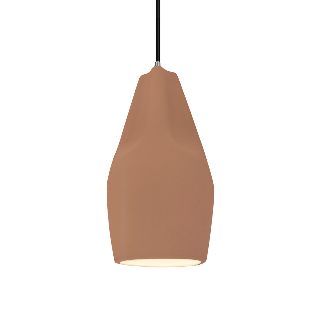 Justice Designs - CER-6597-ADOB-NCKL-BKCD - One Light Pendant - Radiance Collection - Brushed Nickel