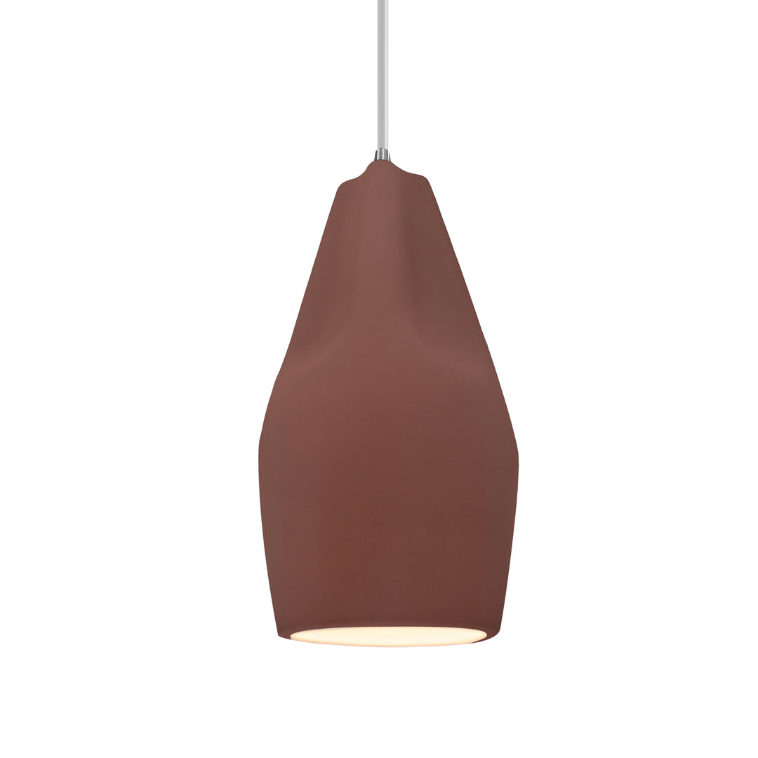 Justice Designs - CER-6597-CLAY-NCKL-WTCD - One Light Pendant - Radiance Collection - Brushed Nickel