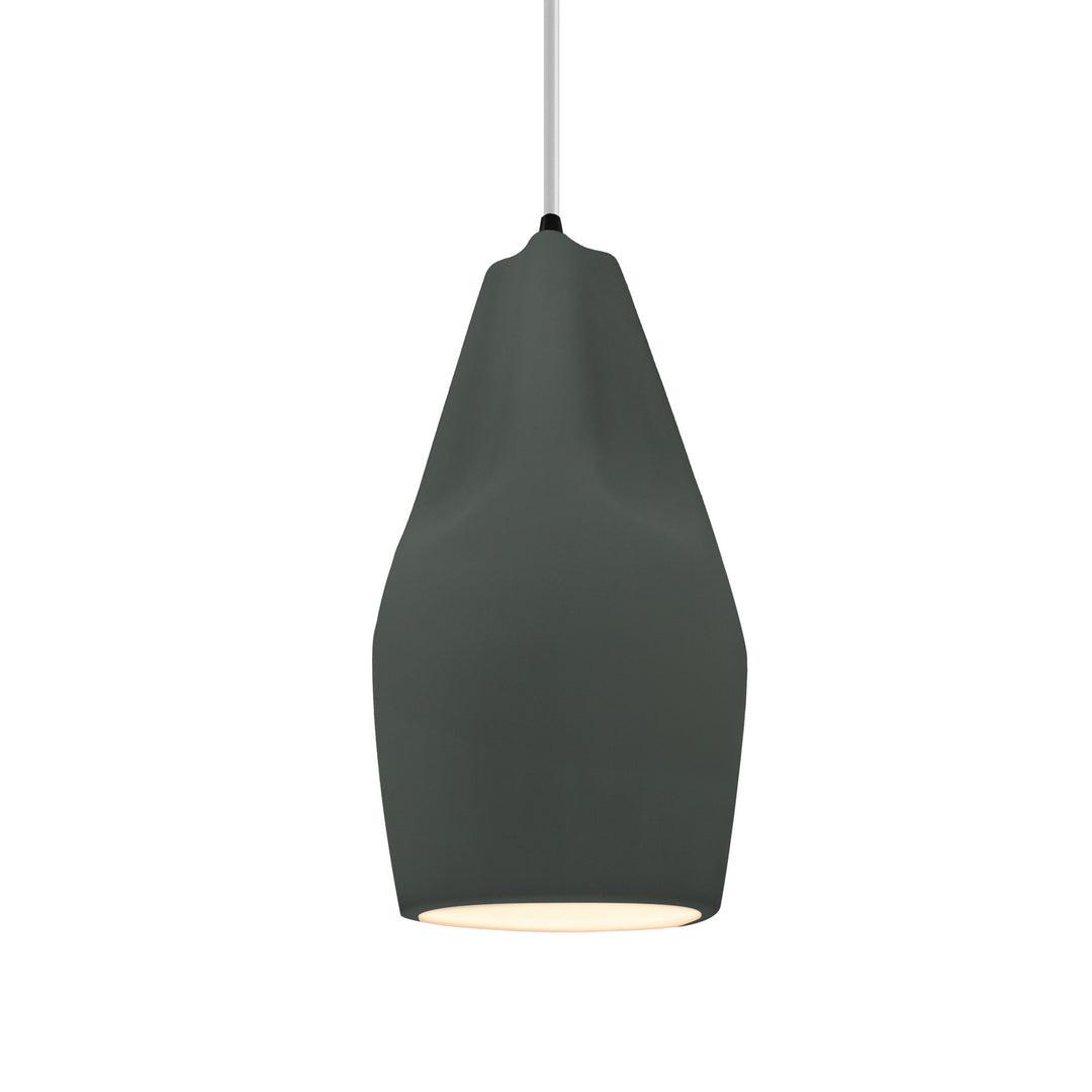 Justice Designs - CER-6597-PWGN-MBLK-WTCD - One Light Pendant - Radiance Collection - Matte Black