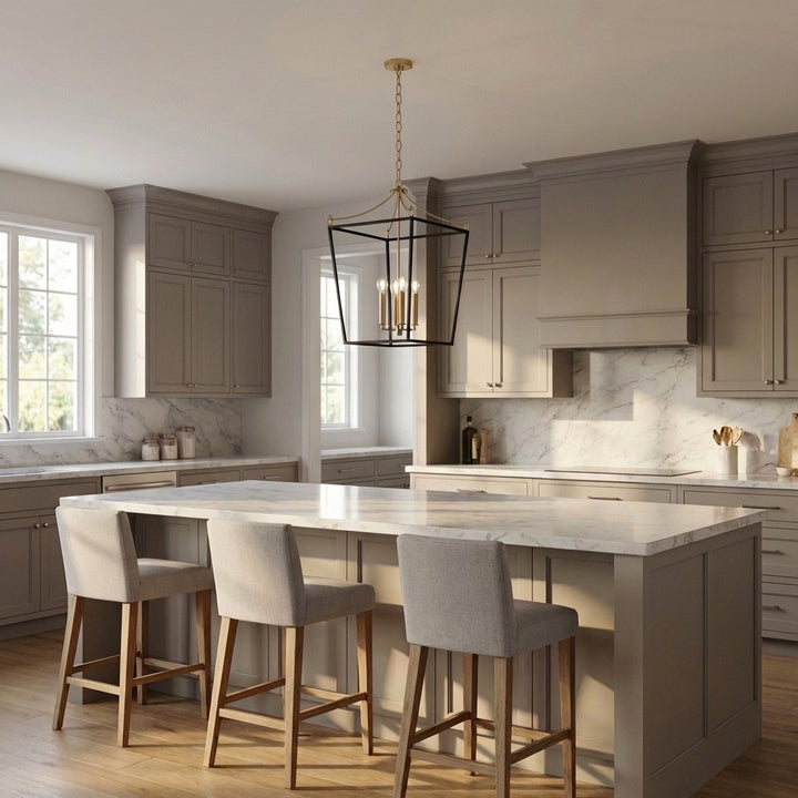 Visual Comfort Studio Canada - KSC1183MBK - Three Light Lantern - Carlyle - Midnight Black | Burnished Brass