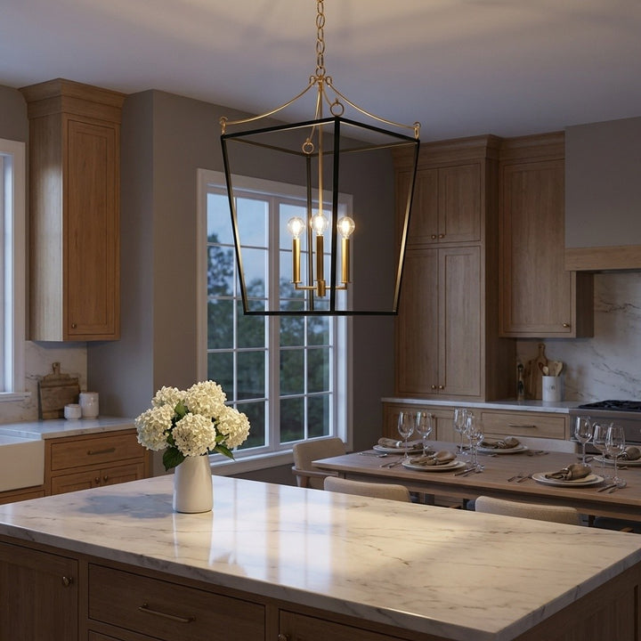 Visual Comfort Studio Canada - KSC1194MBK - Four Light Lantern - Carlyle - Midnight Black | Burnished Brass