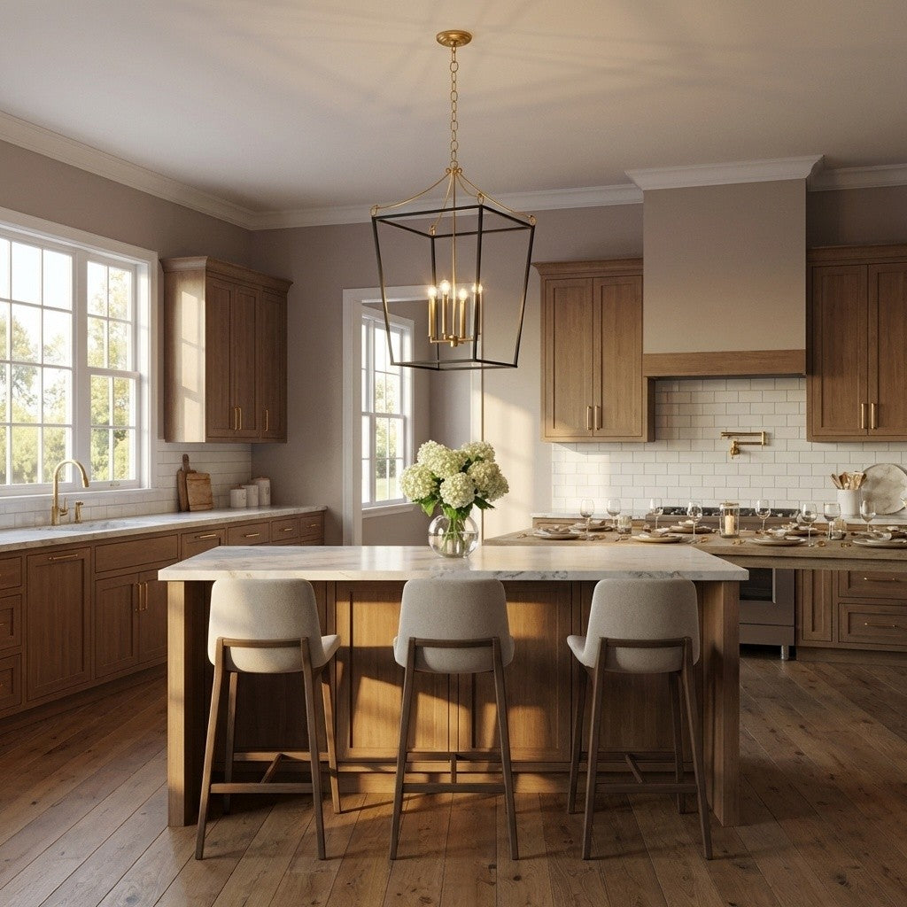 Visual Comfort Studio Canada - KSC1204MBK - Four Light Lantern - Carlyle - Midnight Black | Burnished Brass